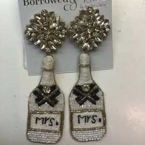 Borrowed & Blue New Mrs. Liquor Bottle with Rhinestones Earrings